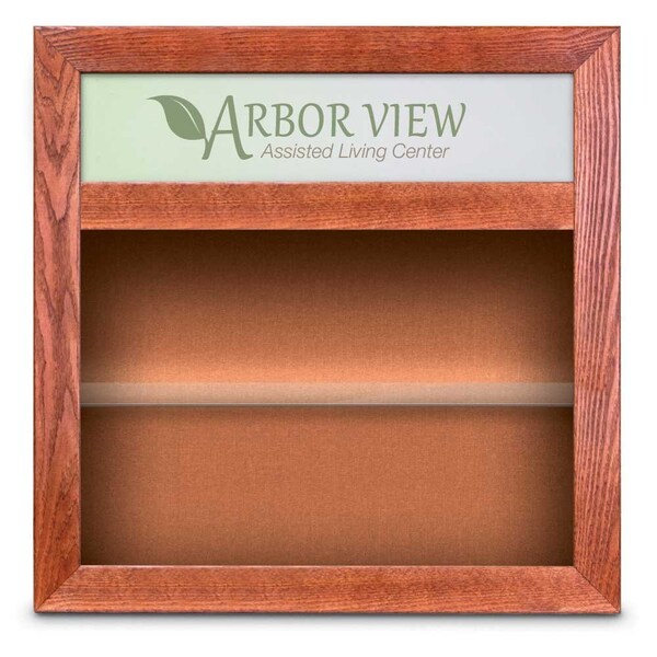 Outdoor Enclosed Combo Board, 42"x32", Satin Frame/Burgundy & Black